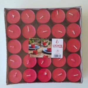 Wenzel Nightlights in roter Hülle mit zweifarbigem Wachs 50 Stück je VE