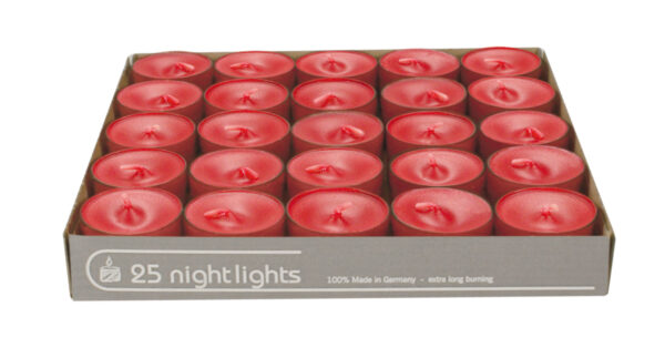 Wenzel Nightlights in roter Hülle 25 Stück je VE