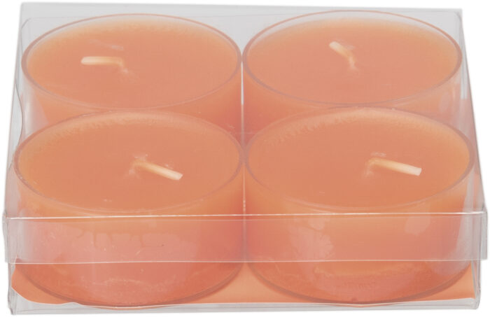 4 Stück Wenzel Maxilichte in transparenter Hülle Farbe mandarin