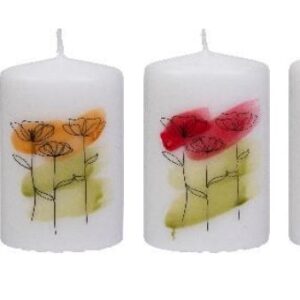 4 x verzierte Dekokerze Safe Candle Serie Polly Größe ca. 100 x 60 mm