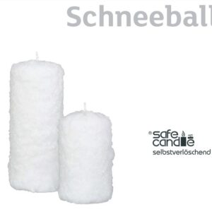 Schneeball 300x300 - 4 x Dekokerze Safe Candle Serie Birke Größe ca. 130 x 70 mm