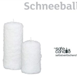 Schneeball 300x300 - 4 x handverzierte Weihnachtskerze Serie Kristall Größe ca. 130 x 70 mm