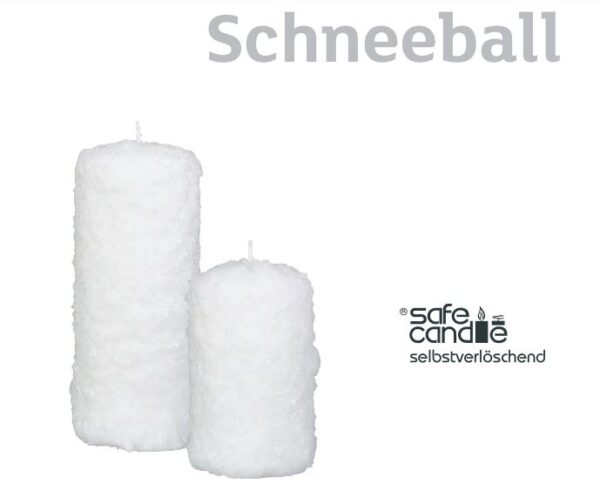 Schneeball 600x497 - 4 x Dekokerze Serie Schneeball Größe ca. 150 x 60 mm