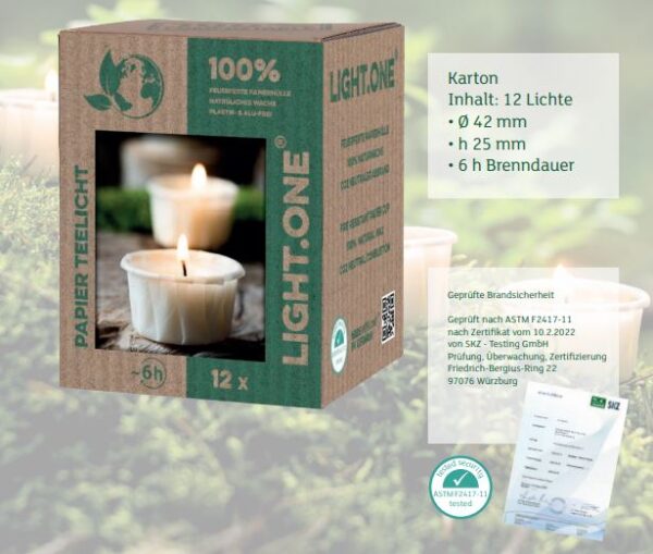 12 x Light.One das nachhaltige Papier-Teelicht – Bild 3