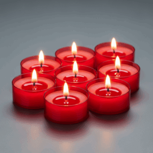 50 x Teelichte Wenzel Nightlights in roter Hülle mit zweifarbigem Wachs