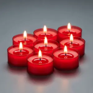 50 x Teelichte Wenzel Nightlights in roter Hülle mit zweifarbigem Wachs