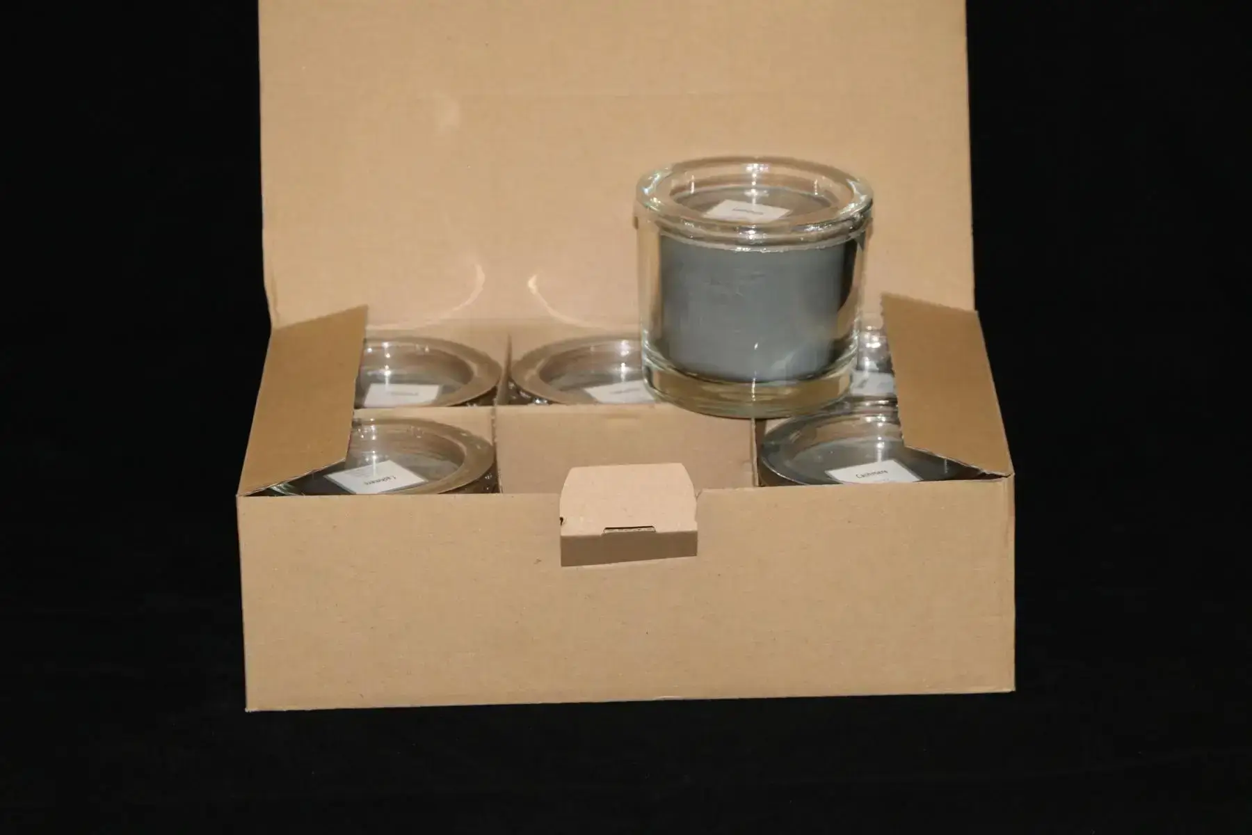 IMG_1085-min Duftkerze 6 x Wenzel Kerze im Glas Farbe grau mit Duftrichtung kaschmir – Bild 2