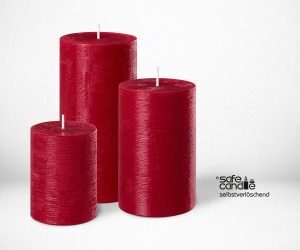 8 x Rustic Safe Candle Größe 110 x 70 mm, verschiedene Farben wählbar