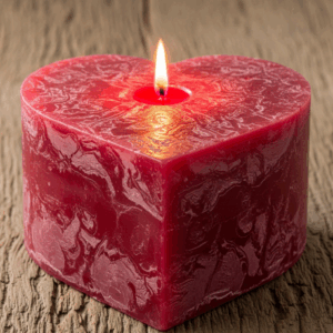 1 x große Herzkerze Trend 60 x 130 mm Farbe rubin rot